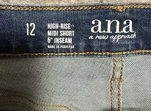 A.N.A – A New Approach hoch geschnittene Midi-Shorts Damengröße 12 abgeschnitten Denim - Bild 1 von 9