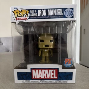 Funko POP! Marvel Deluxe Hall of Armor Iron Man Model 1 Gold PX Vinyl #1035-A - Picture 1 of 4