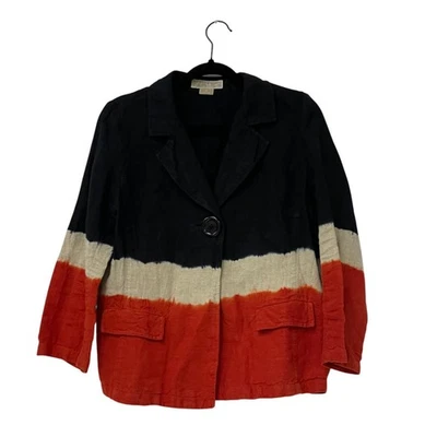 Michael Kors Womens Blazer Suit Jacket Size 8 Multicolor Tie Dye 100% Linen - Image 1 of 4