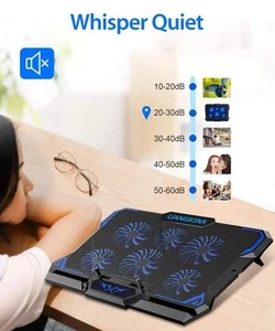 Laptop Cooling Pad Ständer Riser 6 leise LED Lüfter 15,6 - 17 Zoll Laptops Notebook - Bild 1 von 23