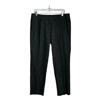 Новые направления миниатюрный черный текстурированный леопард печать прямые штанины брюки размер 12P - Изображение 1 из 4