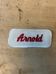 Vtg 70s ARNOLD Sew On Embroidered Clothing Jacket Uniform Name Patch RED & WHITE - Picture 1 of 3