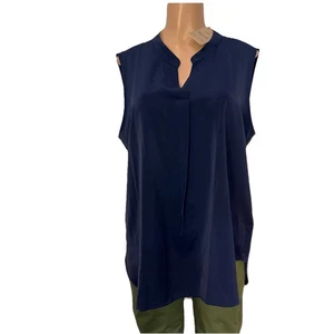 Camisa túnica Timeson azul escote dividido para mujer talla XL informal sin mangas - Imagen 1 de 14