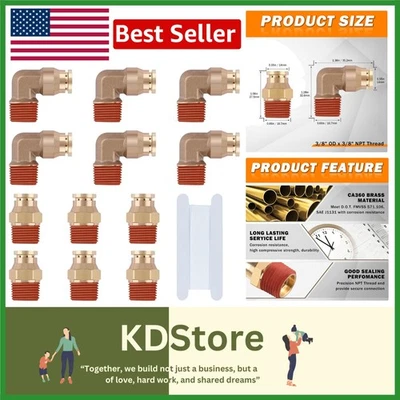 13-Piece DOT-Approved Brass Push-to-Connect Air Fittings Kit - Image 1 of 4