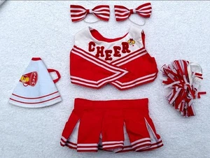 BUILD A BEAR BAB Conjunto de Animadora Rojo 6 piezas Pom Pom/Corbatas de Arco/Megáfono - Imagen 1 de 3