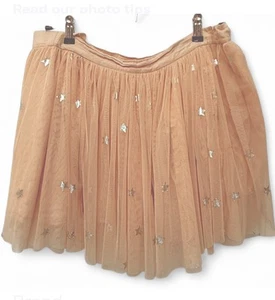 PEACH KIDS TULLE SKIRT WITH SILVER STARS, SIZE 14, WAIST 36 IN, LENGTH 15.5 - Picture 1 of 2