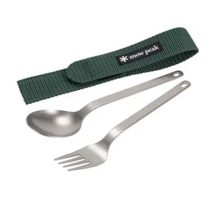 Snow Peak Wapper Buki Titanium Fork & Spoon Outdoor Camp Cutlery Set New Japan - Picture 1 of 12
