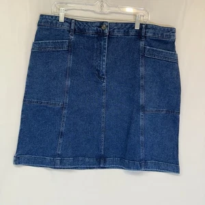 Boden Stretch Denim blau Jeansrock Größe 16-18 Vorder- & Gesäßtaschen - Bild 1 von 6