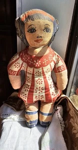 Vintage 1940's Stuffed Printed Cloth Rag Doll 13" From Doll Collector's Estate🥀 - Picture 1 of 6