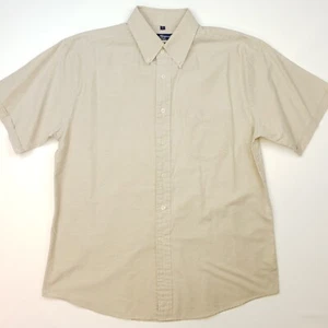 Ben Sherman Mens Oxford Shirt Vintage LARGE Regular Fit Beige Solid PRISTINE - Picture 1 of 12