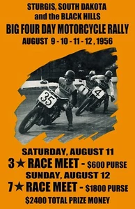 1956 Sturgis South Dakota Motorcycle Rally & Racing Poster Art Print - Picture 1 of 2
