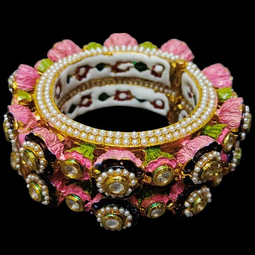 VALENTINO Set Braccialetti Moda Bangles Etnici Bollywood Placcati Oro 2PZ