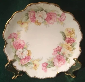 Gilded 8 Inch Elite L France Limoges Floral Plate Elegant Decor Victorian - Picture 1 of 4