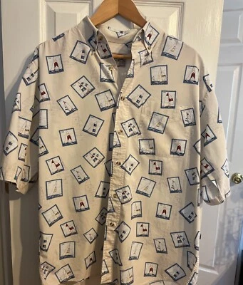 Camisa Hawaiana Bimini Bay Para Hombre Talla L Algodón S/S Estampado Velero Resort Vacaciones Foto 1 de 4