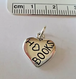 Dije de lectura de libros de plata esterlina 15x13 mm corazón dice que amo - Imagen 1 de 5