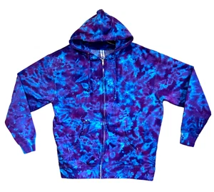 Hoodie mit gefärbtem Reißverschluss für Erwachsene blau Lapis Fleckter Reißverschluss Sweatshirt dankbare tote Kunst - Bild 1 von 3