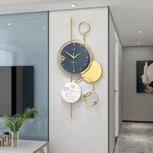 Large Gold Silent Luxury Wall Clock 78cm Decorative Modern Metal Unique Clock - Picture 1 of 7
