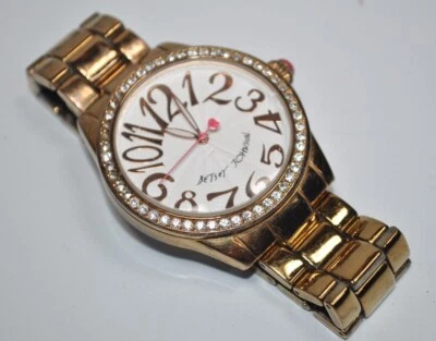 Betsey Johnson Women's Gold-Tone Silver Dial Crystals Accented Watch BJ00290-09 - Image 1 of 3