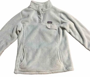 Patagonia Button Pullover Preppy Classic Fleece Blue Fuzzy Soft Jacket Girls 12 - Picture 1 of 12
