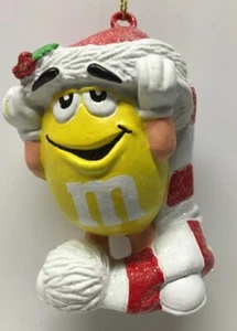 M&M Yellow Peanut Tree Ornament Kurt Adler Holiday Mars Candy Santa Stocking Hat - Picture 1 of 1