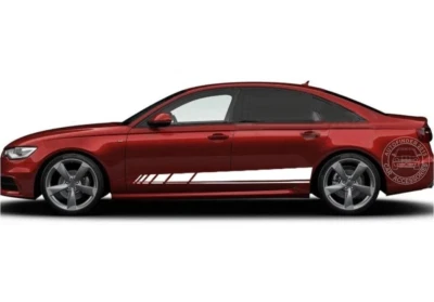 2 PCS Racing Stripe Car Door Side Sticker For Audi A1 A3 A4 A5 A6 A7 S1 RS1 - Image 1 of 4