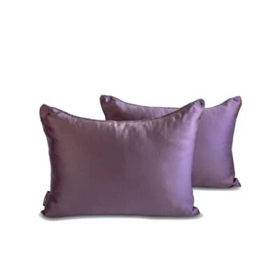Lilac Satin Solid Set of 2, Lumbar Pillow Cover - Lilac Slub Satin - Image 1 of 4