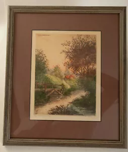 Les Chaumieres (HSE) gerahmter Druck (JSF6) signiert Pierre 1937 Camilla Lucas NY USA - Bild 1 von 14