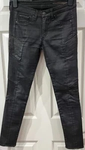 RAG & BONE / JEAN Charcoal Grey Black Leather Detailing Skinny Jeans Pants 27 - Picture 1 of 8