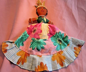 Vintage ROCKIN' DOLLS  BLACK TOPSY TURVY DOLL ~ colorful w/ hand stitched faces - Picture 1 of 6