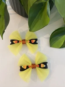 Handmade Spooky Halloween Girls Hair Bows Pigtails Boutique Alligator Clip 3.5” - Picture 1 of 1