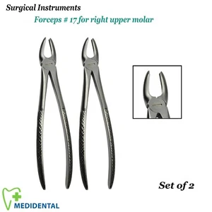 Set di 2 - Pinze estrazione strumenti chirurgici per molare superiore destro Fig #17 - Foto 1 di 3