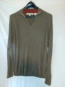 Pronto Uomo Mens Sweater XL Long Sleeve 1/2 Zip Silk Blend Collared XLarge Green - Picture 1 of 4