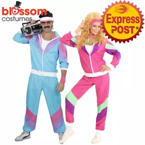K683 Couple Womens Mens 80s 90s Sweat Tracksuit Costume Shell Suit Retro Outfit - Picture 1 of 6