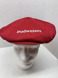 VTG Budweiser Red Snapback Newsboy Caddy Hat Cap Made In USA Beer Racing NASCAR - Picture 1 of 7