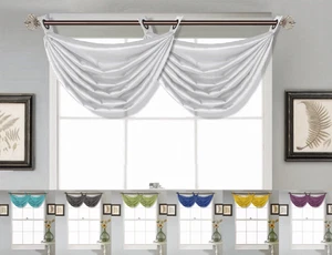 1PC V24 GROMMET FAUX SILK FOR SMALL WINDOW VALANCE SWAG TOPPER DECOR MULTIUSE - Picture 1 of 26