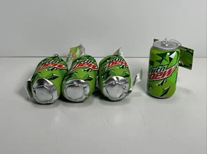 4 RUZ 2024 Mtn Dew Can Christmas Ornaments 3 Soft/Plush & 1 Decoupage, NEW! - Picture 1 of 8