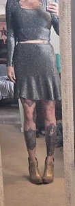 Wallflower Holiday Top/skirt Dress Outfit. Glitters Silver New With Tags L/XL - Picture 1 of 9