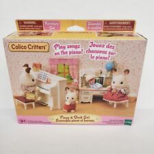 Calico Critters Piano & Desk 20 Piece Set with Rabbit Family & Playing Piano New