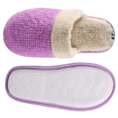 Aerusi Purple Winter Warm Weave Slippers Soft Memory Foam Indoor Shoes Size 7-10 - Image 1 of 4