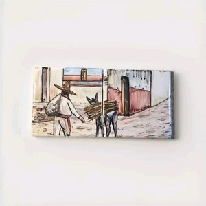 2 piezas de colección azulejos españoles pintados a mano arte mural burro 4,25" cuadrados numerados - Imagen 1 de 17