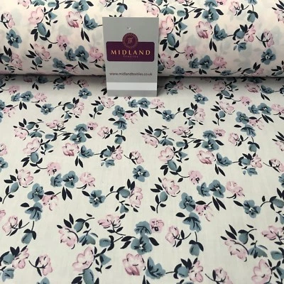 MIDTEX £2,75 hellrosa Blumen Vintage bedruckt Polycotton Kleiderstoff 44" breit ME881