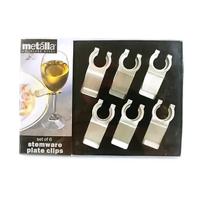 Clip per piastra stemware set di 6 scatole originali in metallo acciaio inox articoli per feste - Foto 1 di 8