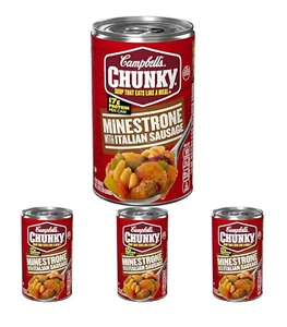 Campbell’s Chunky Soup Minestrone with Italian Sausage Soup 18.8 Oz Can Pk 4 - Picture 1 of 4