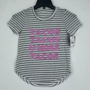 Maglietta Grayson Social Ragazze Taglia Media Maglia Grigio Bianco Righe Tacos Tacos - Foto 1 di 6