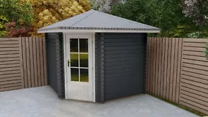 5-Eck Gartenhaus Blockhaus ohne Fußboden 2.6x2.6M Pavillon 28mm Trier EB28042oF - Bild 1 von 12