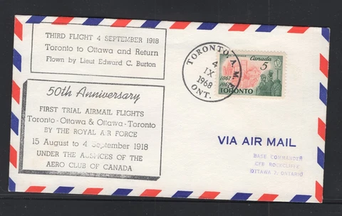 Canada 1968 50th anniversary flight cover #A-6824 Toronto-Ottawa (cover #4) Cover
