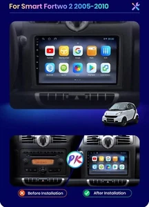 RADIO 2 DIN 9" PER SMART 451 BLUETOOTH NAVIGATORE USB ANDROID WiFi - Foto 1 di 5