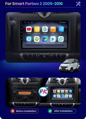 RADIO 2 DIN 9" PER SMART 451 BLUETOOTH NAVIGATORE USB ANDROID WiFi  - Immagine 1 di 4