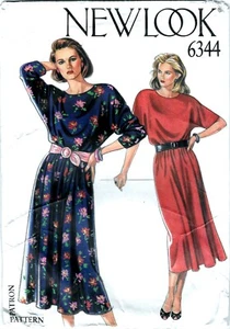 Vestido Pullover Largo New Look 6344 de Simplicity Misses Mangas Dolman Tallas 8-18 - Imagen 1 de 2