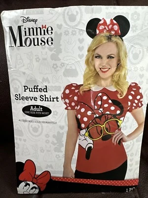 Fantasia Disney Minnie Mouse manga folhada camisa top adulto OSFM nova - Imagem 1 de 4